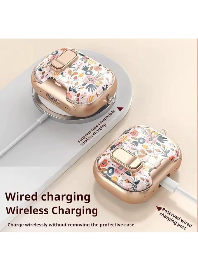 حافظة شاملة مطلية بلطخة لطيفة لـ AirPods Pro 3 2025 مع قفل أمان Switch + حامل سفلي (زهرة النخيل، AirPods Pro 2) - Image 3